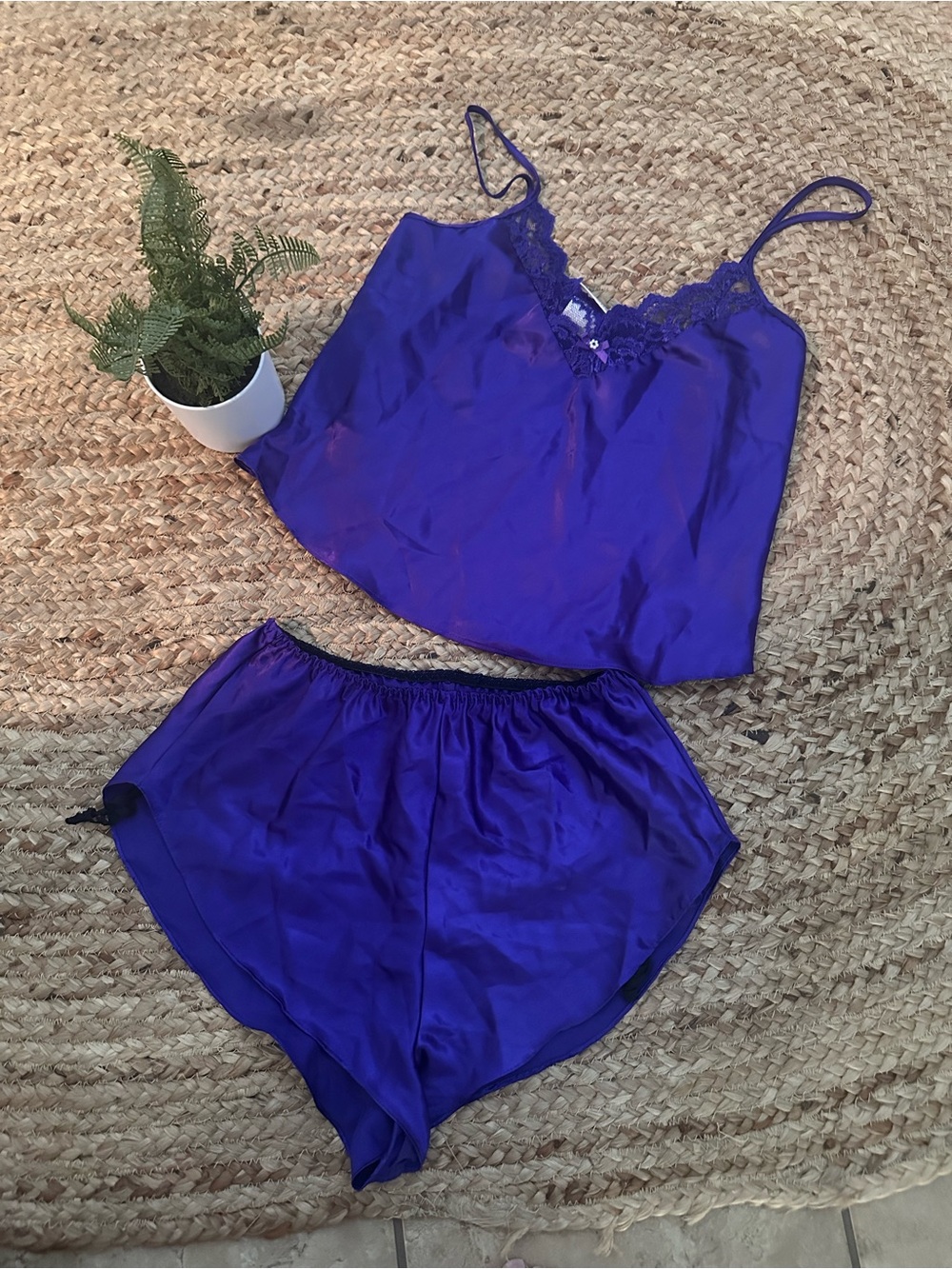 PURPLE SATIN LOUNGE SET